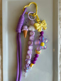 Flower & Bows Bag Charm - Yellow Carabiner