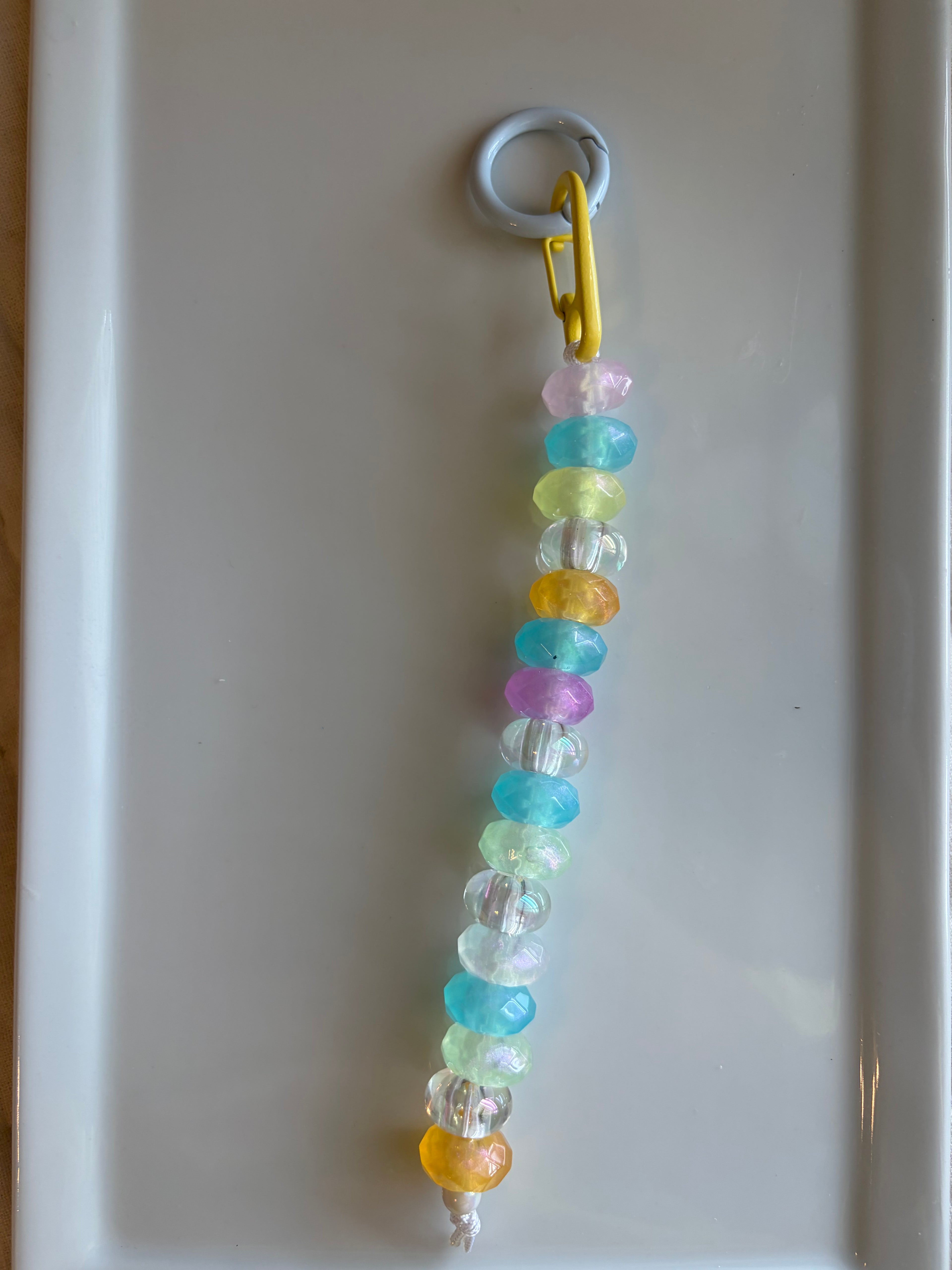 Clear & Colorful Bag Charm - Blue & Yellow Carabiner