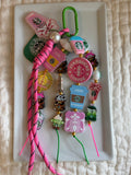 Coffee Pink Bag Charm - Green Carabiner