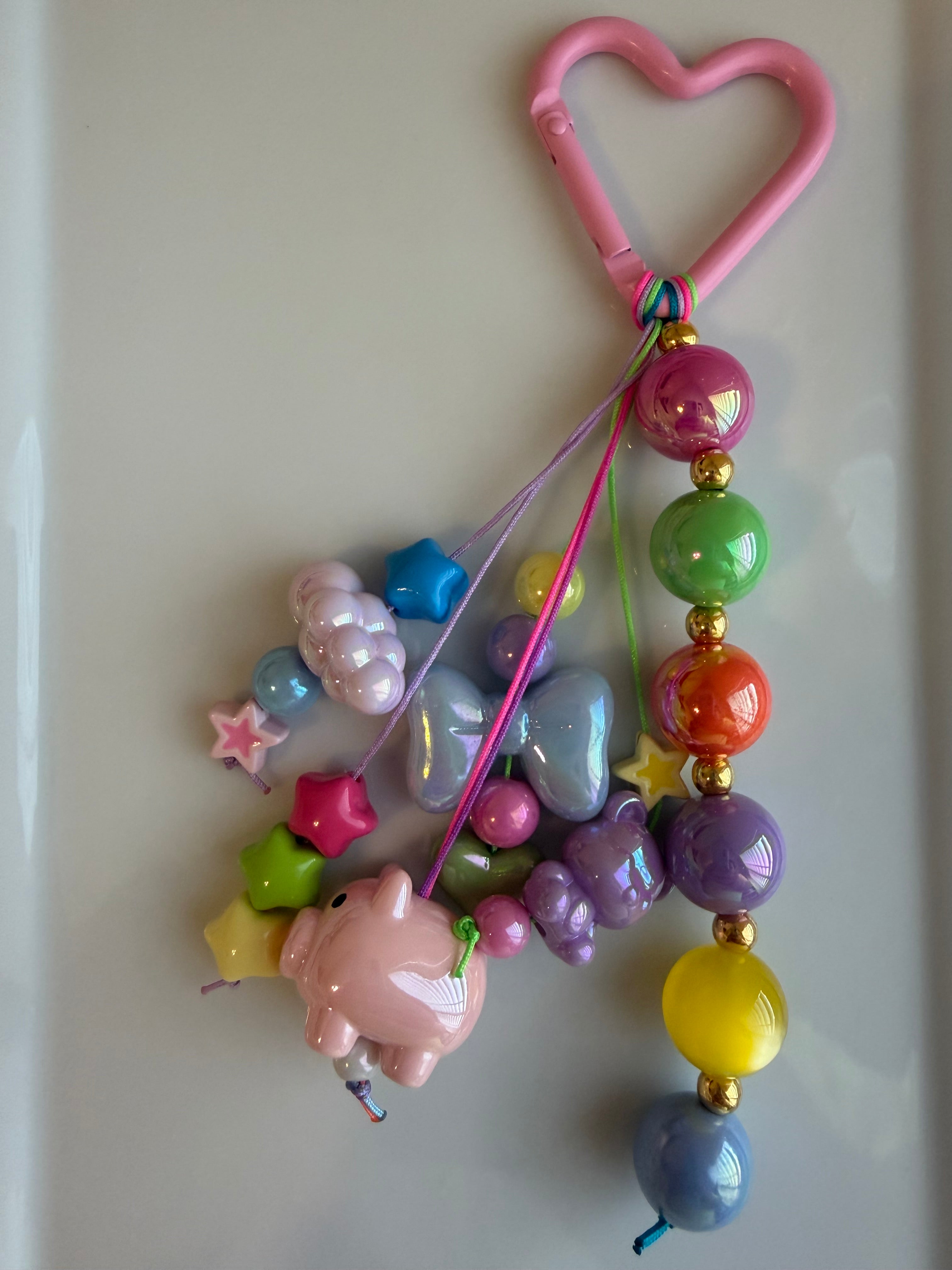 Piggie in the Stars - Pink Carabiner