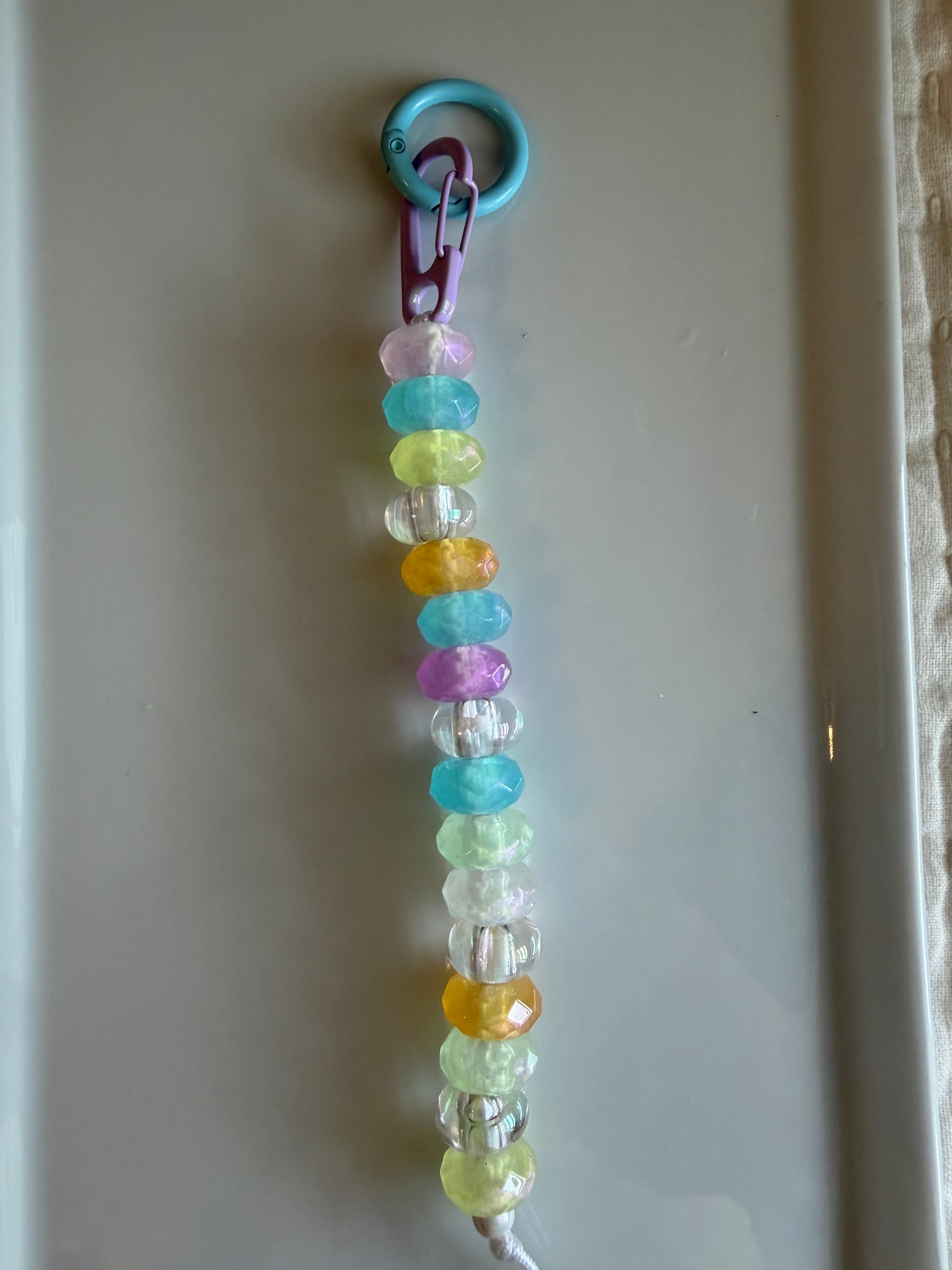 Clear & Colorful Bag Charm - Blue & Purple Carabiner